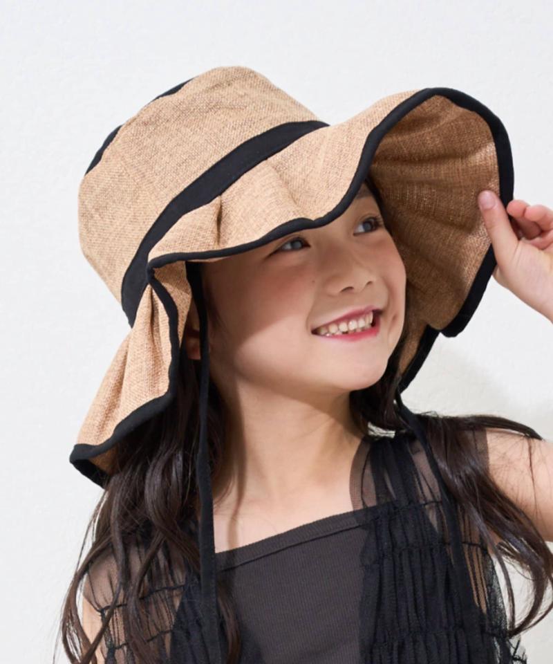 【KIDS】【UV】たためるジュートフリルHAT