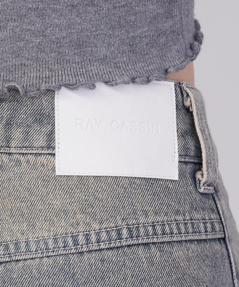 【-3kg見え/ウエスト調整可】サイド切替ワイドデニムパンツ