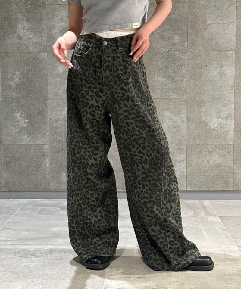 【-3kg見え/ウエスト調整可】サイド切替ワイドデニムパンツ