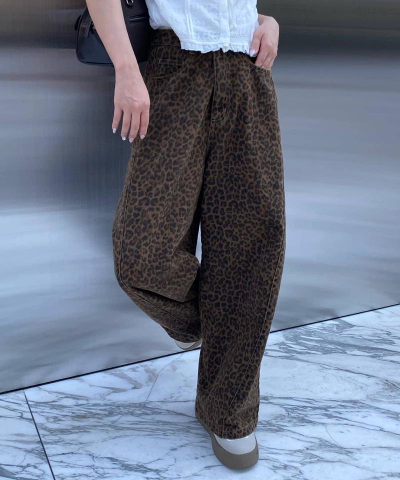 【-3kg見え/ウエスト調整可】サイド切替ワイドデニムパンツ