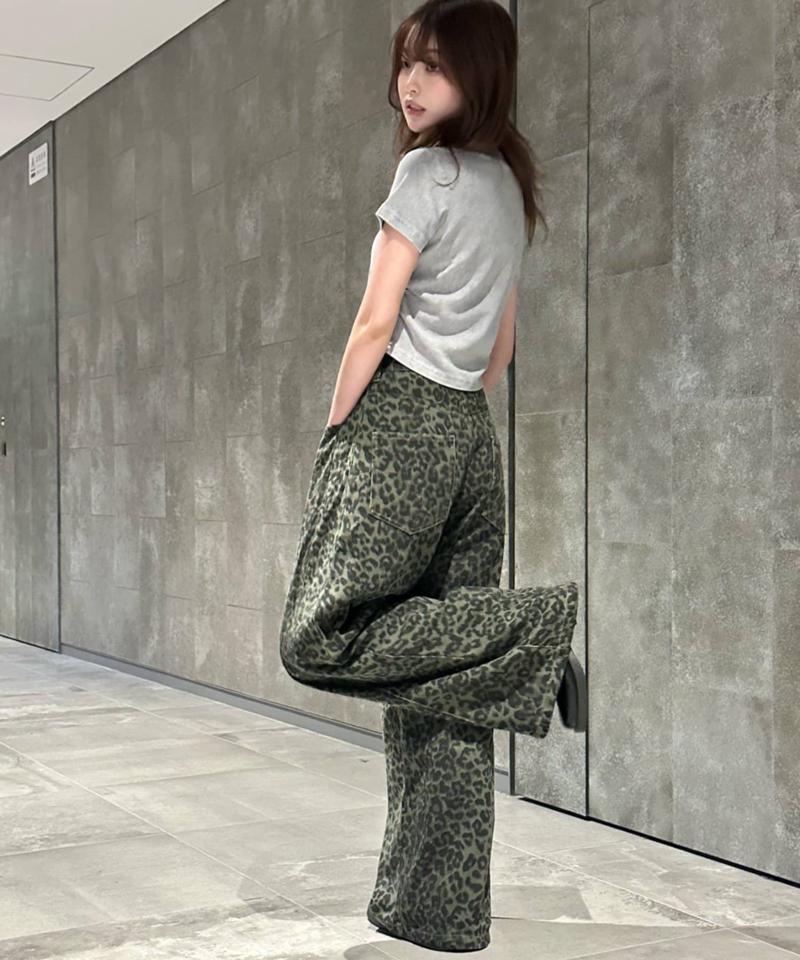 【-3kg見え/ウエスト調整可】サイド切替ワイドデニムパンツ