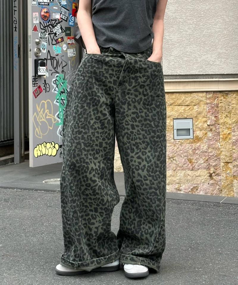 【-3kg見え/ウエスト調整可】サイド切替ワイドデニムパンツ