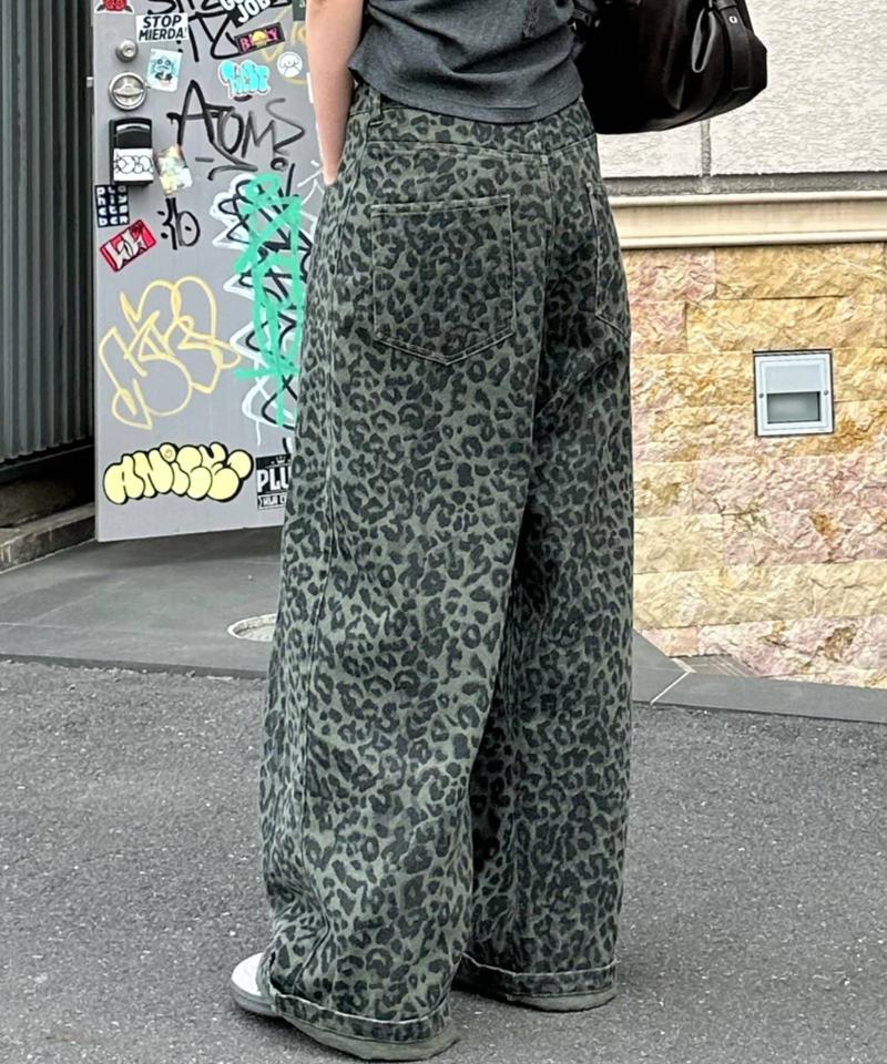 【-3kg見え/ウエスト調整可】サイド切替ワイドデニムパンツ