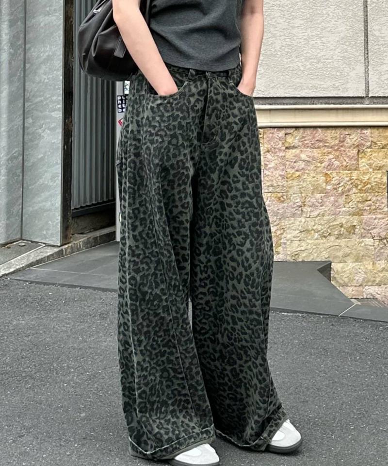 【-3kg見え/ウエスト調整可】サイド切替ワイドデニムパンツ