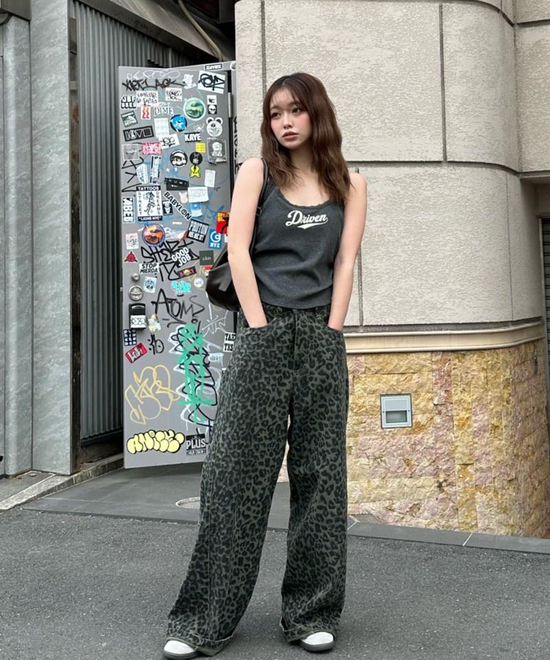 【-3kg見え/ウエスト調整可】サイド切替ワイドデニムパンツ