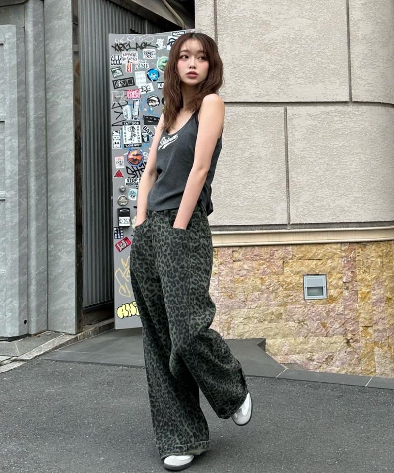 【-3kg見え/ウエスト調整可】サイド切替ワイドデニムパンツ