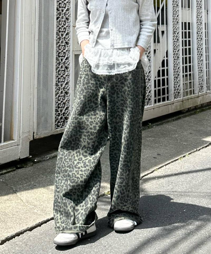 【-3kg見え/ウエスト調整可】サイド切替ワイドデニムパンツ