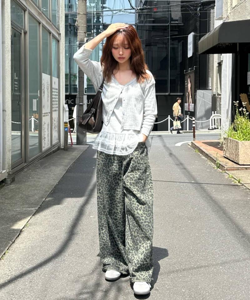 【-3kg見え/ウエスト調整可】サイド切替ワイドデニムパンツ