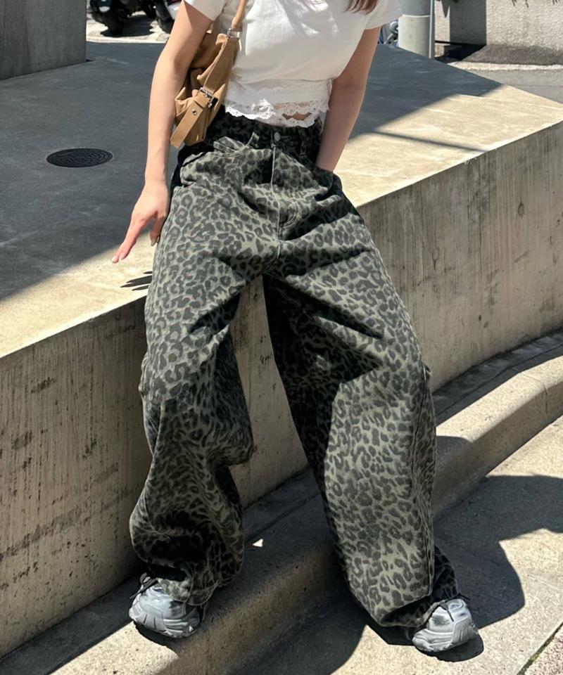 【-3kg見え/ウエスト調整可】サイド切替ワイドデニムパンツ