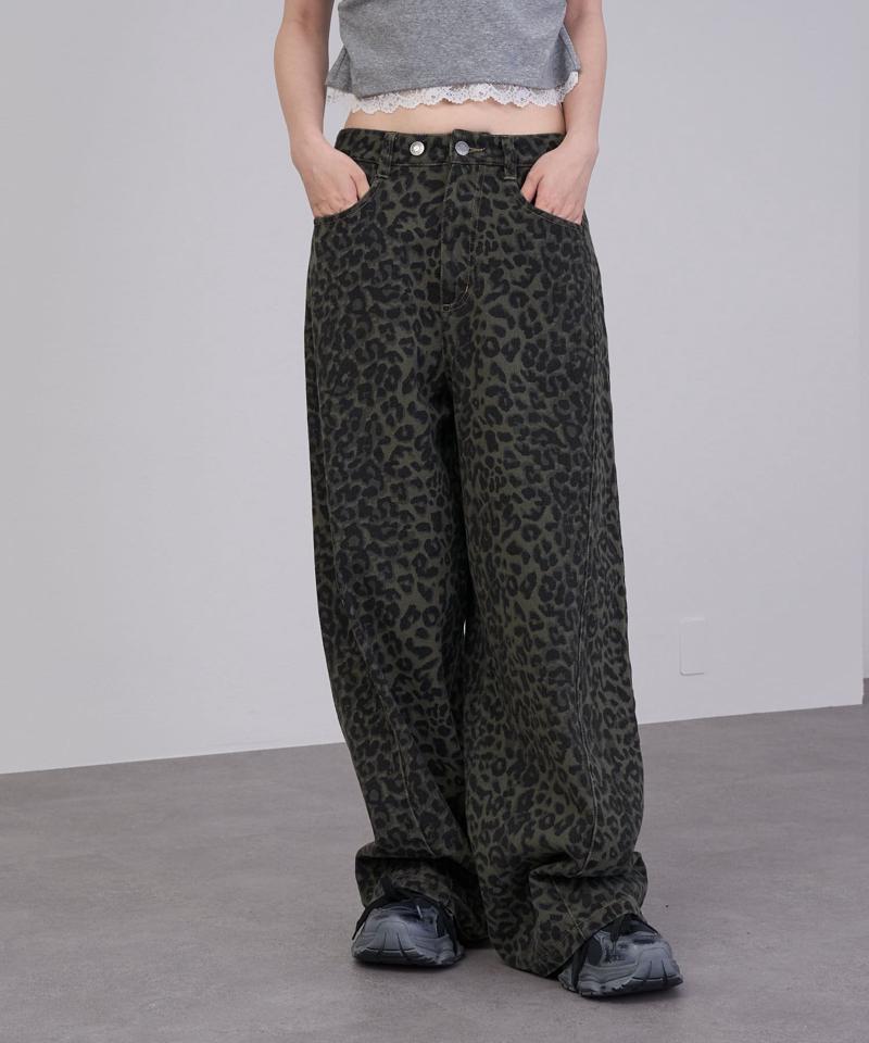 【-3kg見え/ウエスト調整可】サイド切替ワイドデニムパンツ