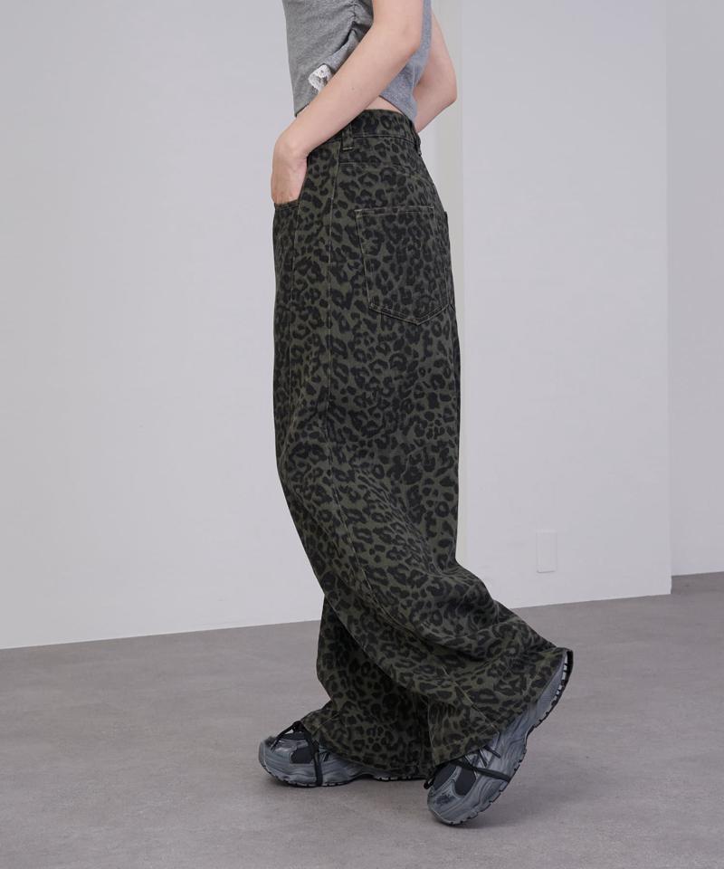 【-3kg見え/ウエスト調整可】サイド切替ワイドデニムパンツ