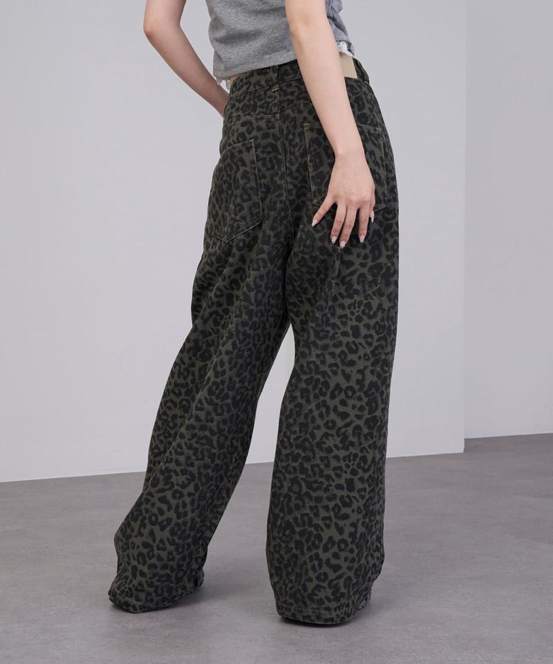 【-3kg見え/ウエスト調整可】サイド切替ワイドデニムパンツ