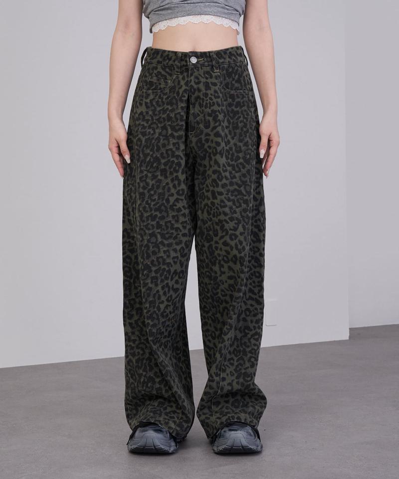 【-3kg見え/ウエスト調整可】サイド切替ワイドデニムパンツ