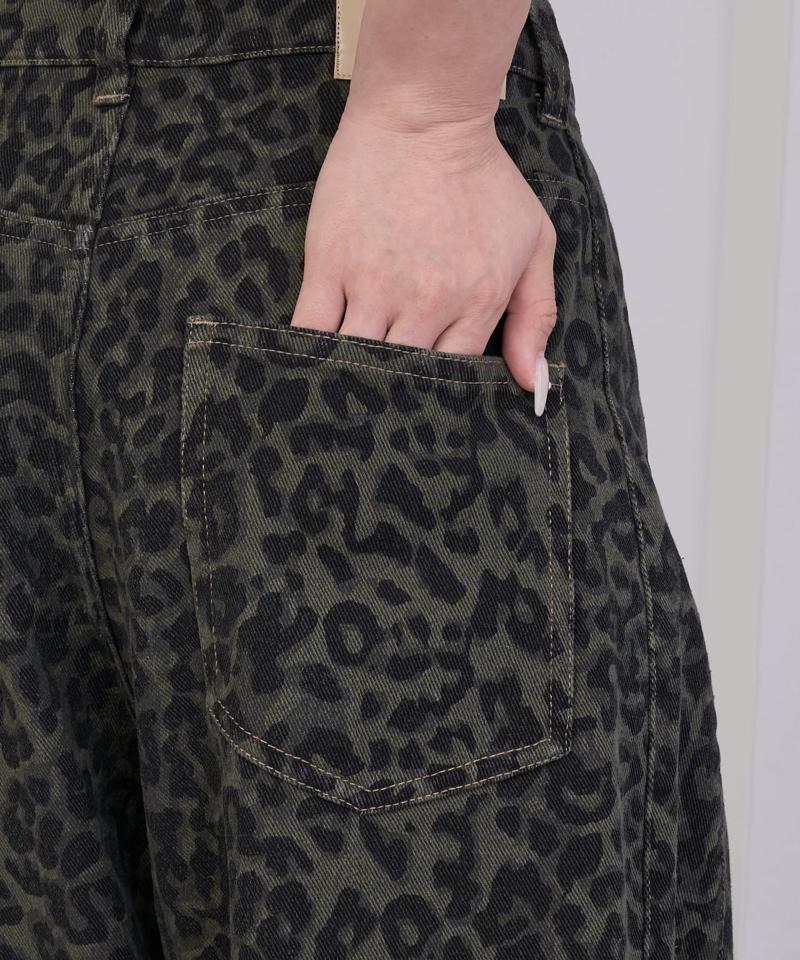 【-3kg見え/ウエスト調整可】サイド切替ワイドデニムパンツ