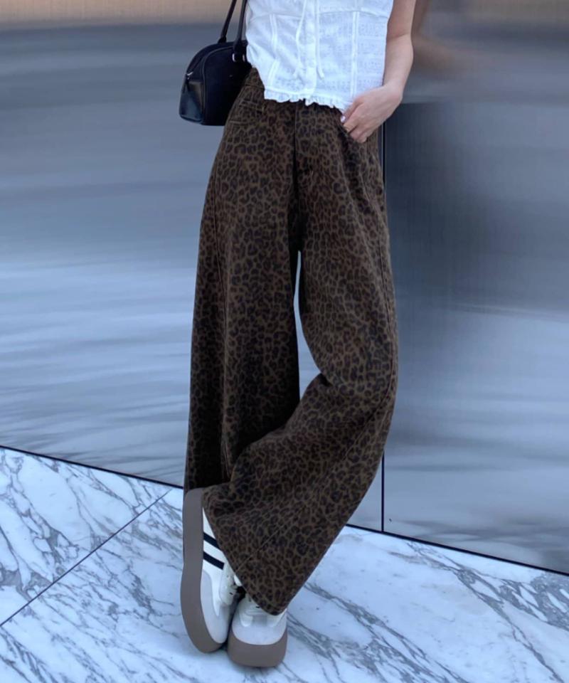 【-3kg見え/ウエスト調整可】サイド切替ワイドデニムパンツ