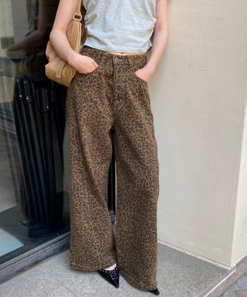 【-3kg見え/ウエスト調整可】サイド切替ワイドデニムパンツ