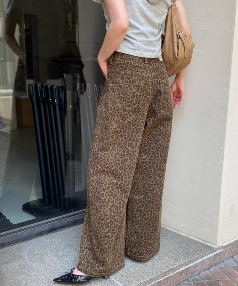 【-3kg見え/ウエスト調整可】サイド切替ワイドデニムパンツ