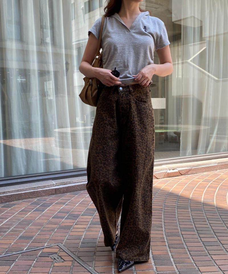 【-3kg見え/ウエスト調整可】サイド切替ワイドデニムパンツ