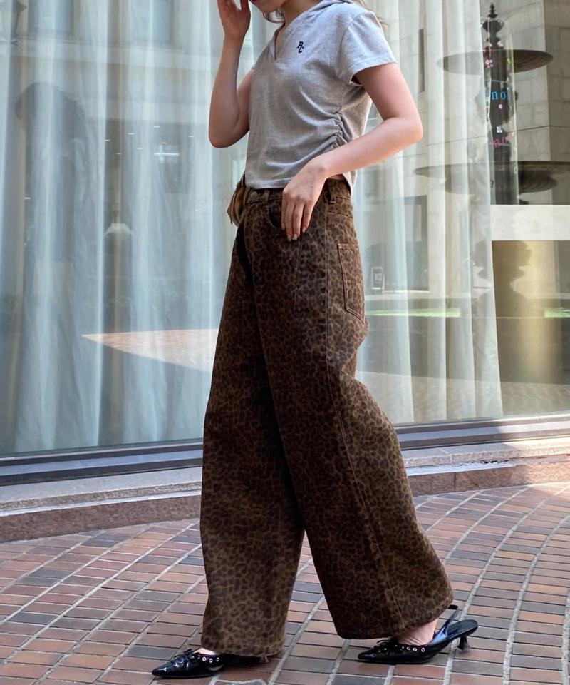 【-3kg見え/ウエスト調整可】サイド切替ワイドデニムパンツ