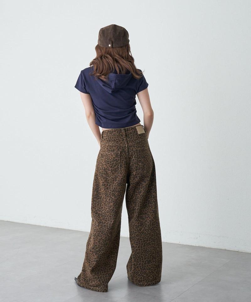 【-3kg見え/ウエスト調整可】サイド切替ワイドデニムパンツ