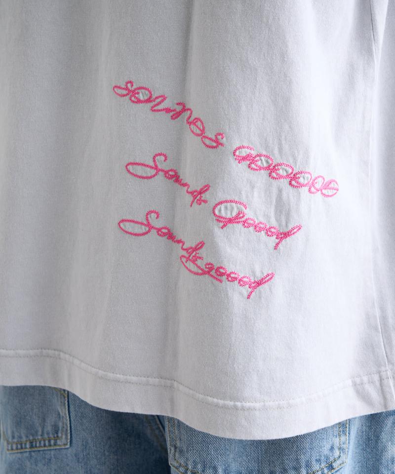 【SOUNDS GOOOOD】パウダー加工プリント&刺繍TEE