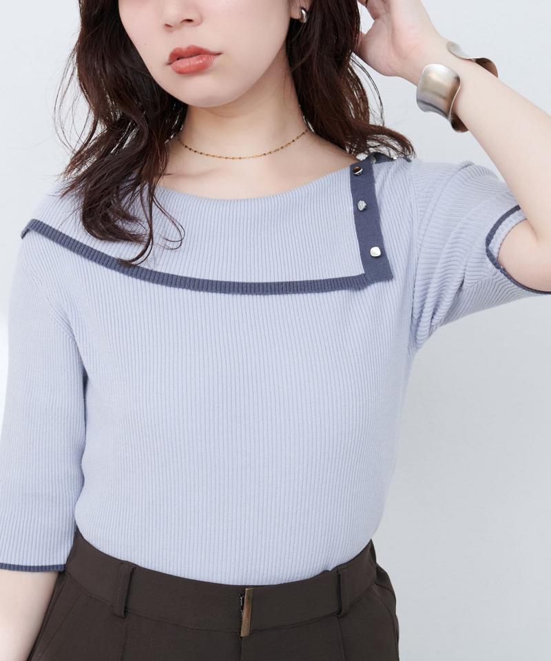 【WEB限定】オフショルアシメネックリブニット