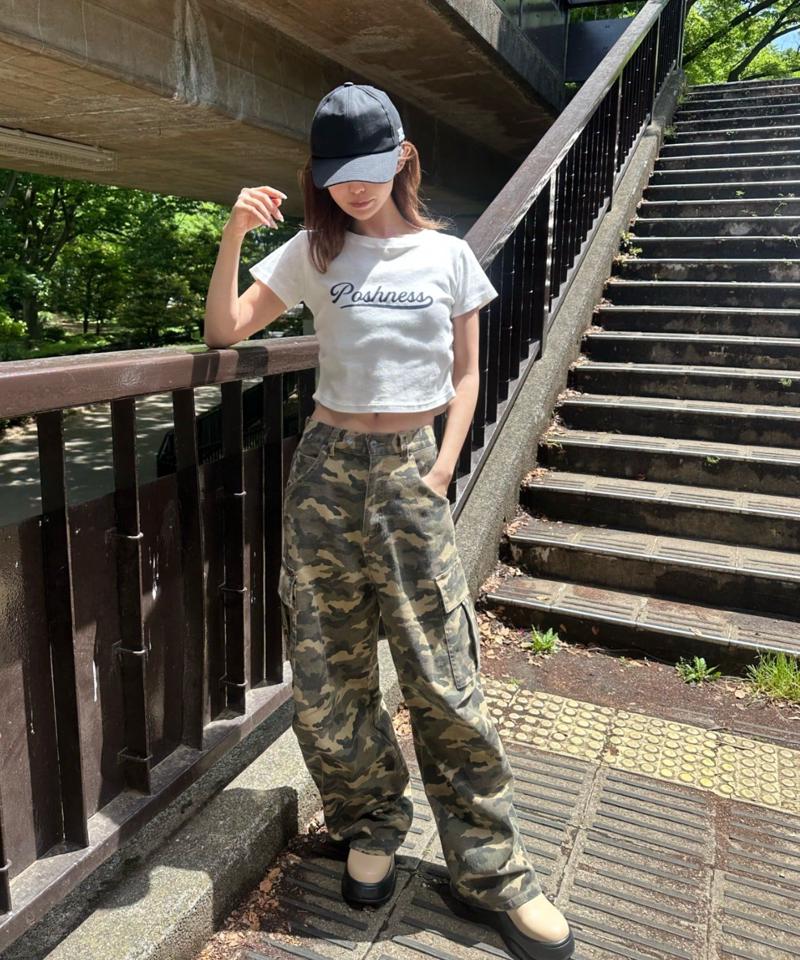 【ゆったり履き心地/ウエスト調整可】デニムカーゴパンツ