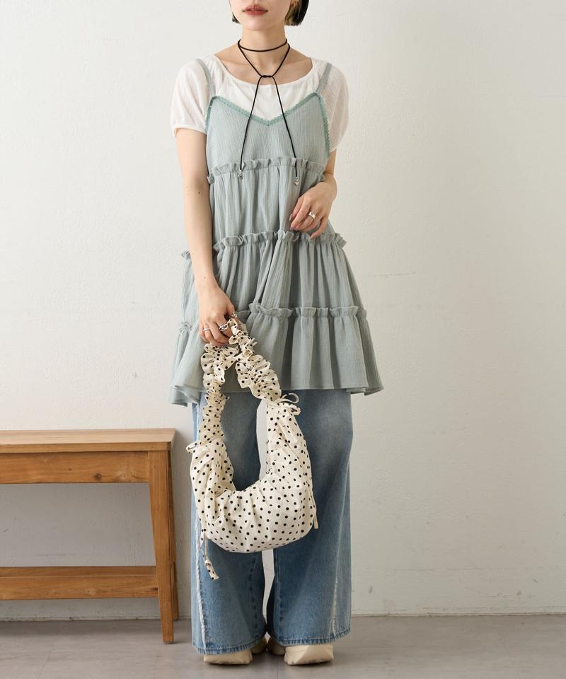 【3色展開】ティアードミニキャミワンピース
