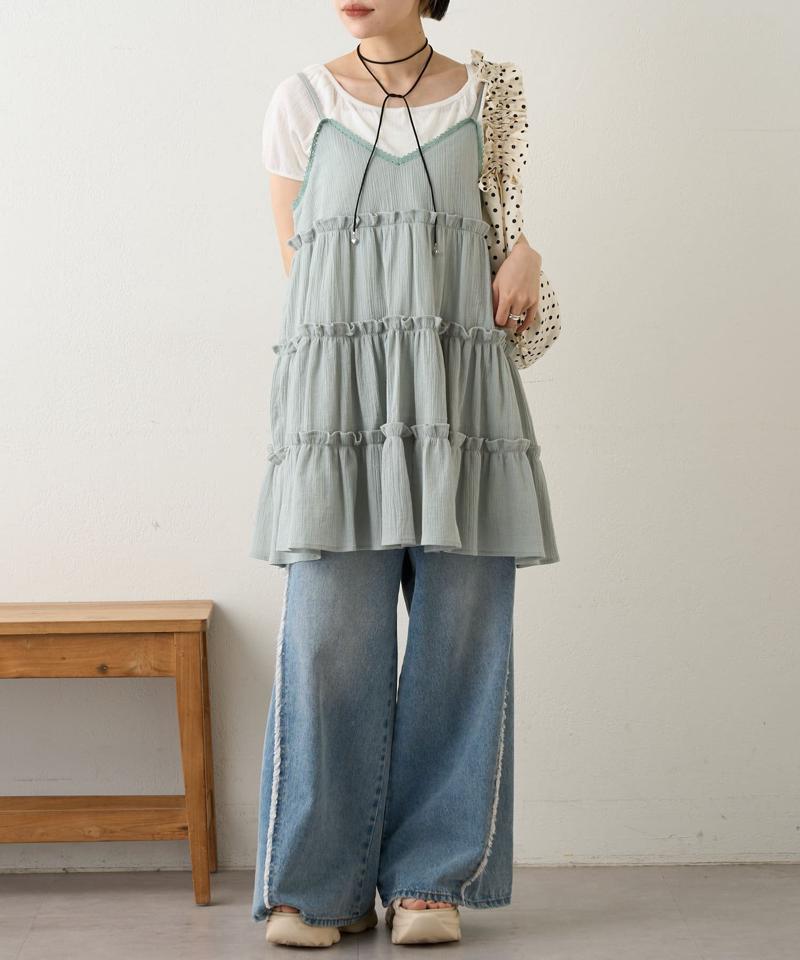 【3色展開】ティアードミニキャミワンピース