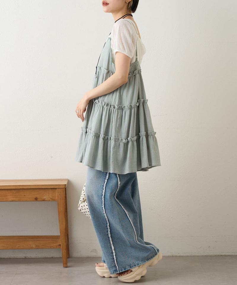 【3色展開】ティアードミニキャミワンピース