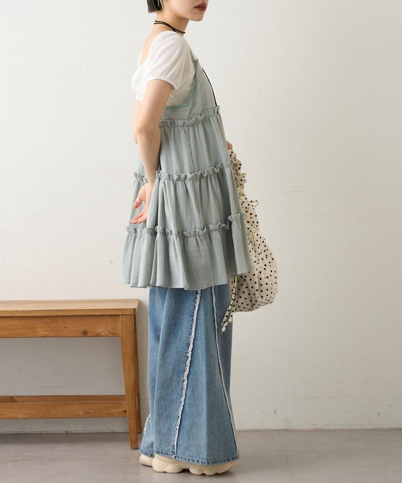 【3色展開】ティアードミニキャミワンピース