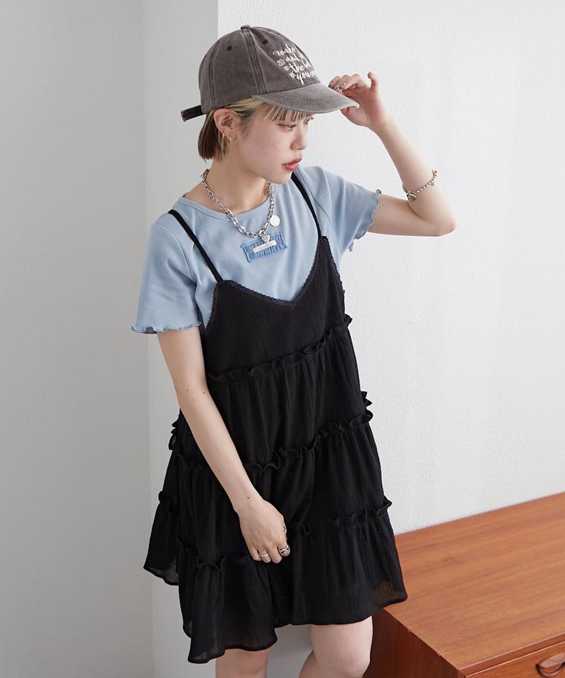 【3色展開】ティアードミニキャミワンピース