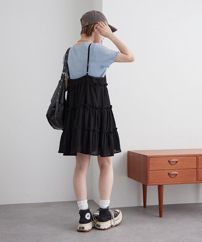 【3色展開】ティアードミニキャミワンピース
