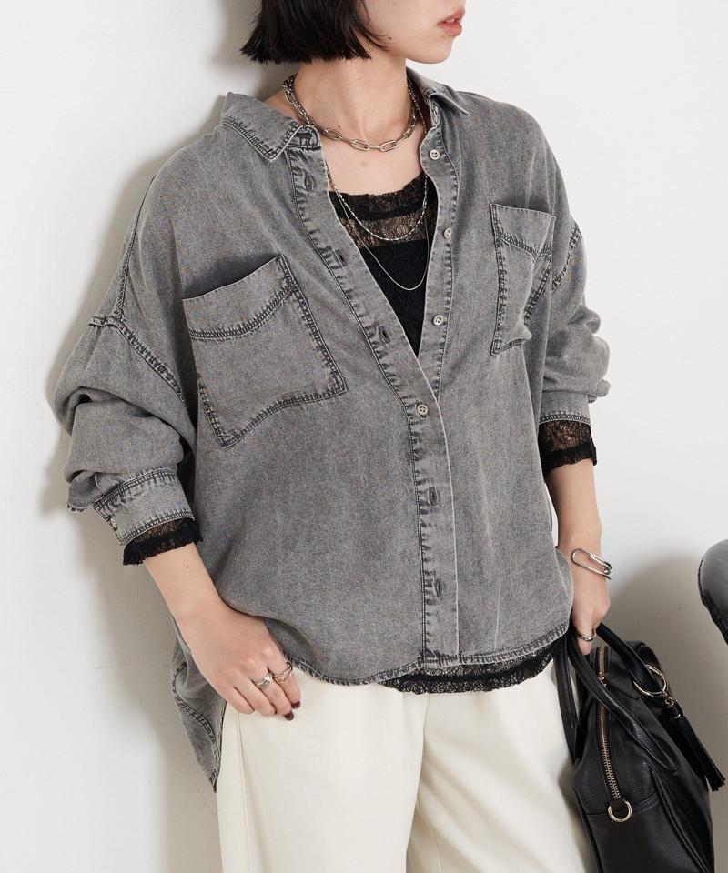 【2サイズ展開/オールシーズン着れる】テンセルデニムシャツ