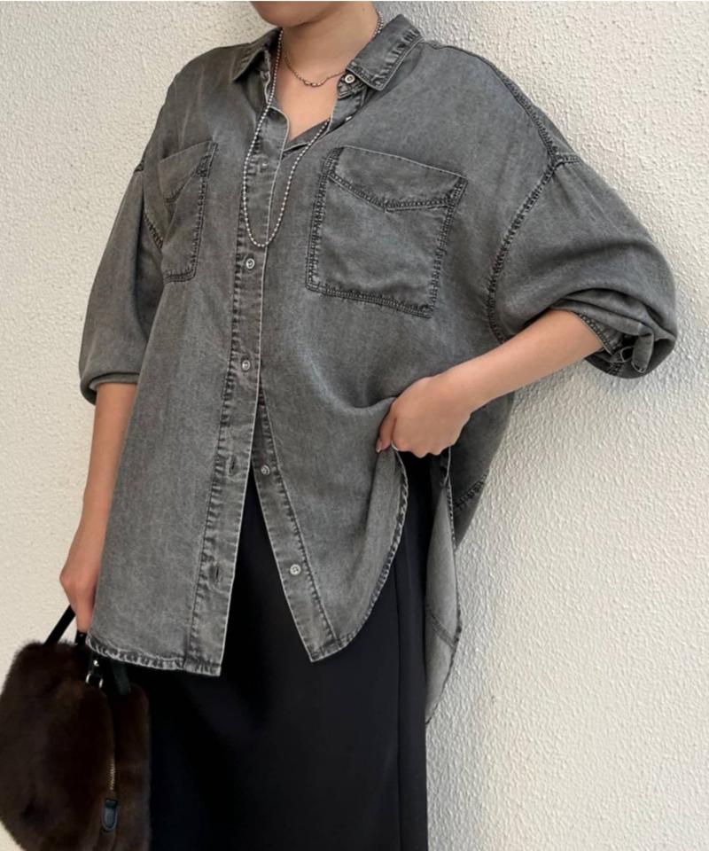 【2サイズ展開/オールシーズン着れる】テンセルデニムシャツ