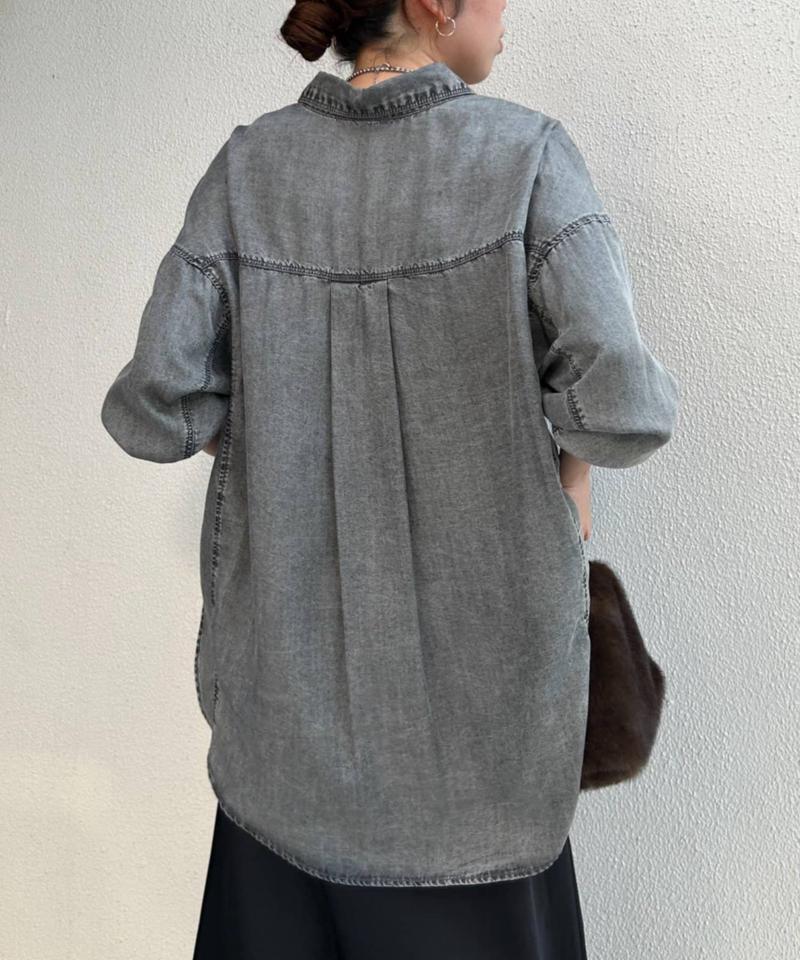 【2サイズ展開/オールシーズン着れる】テンセルデニムシャツ