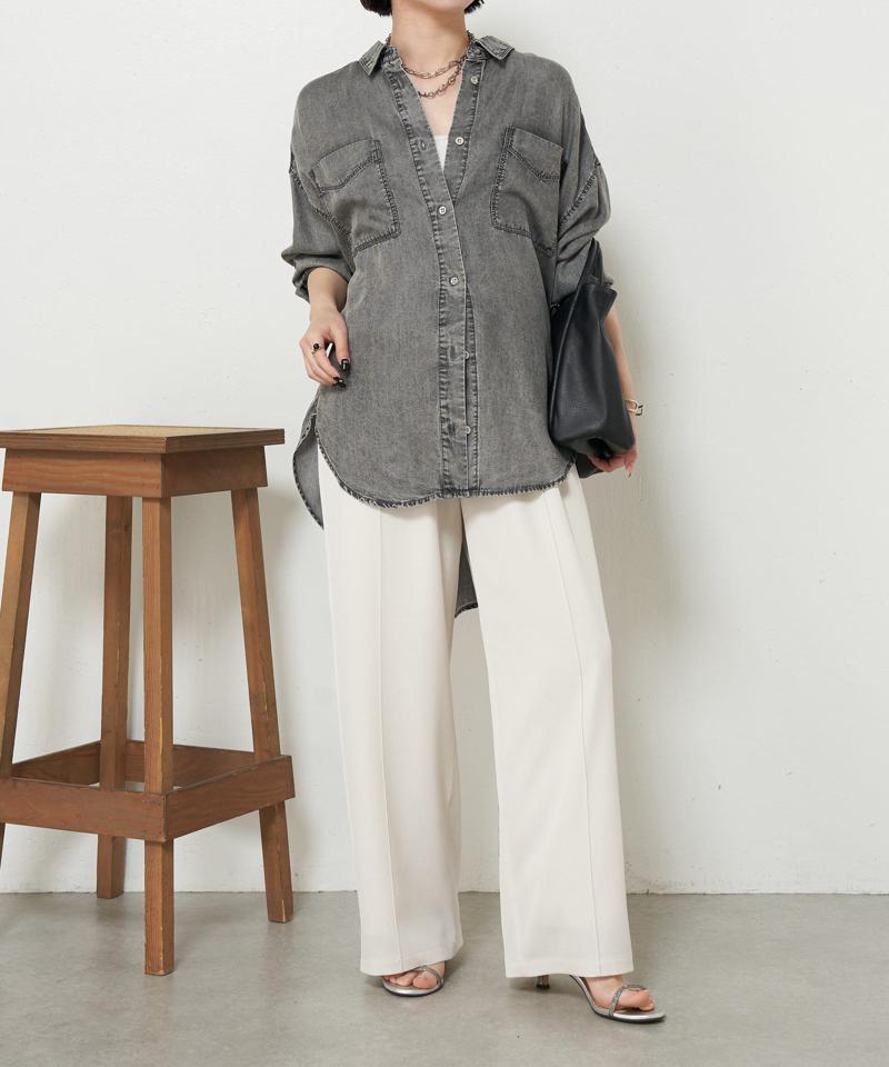 【2サイズ展開/オールシーズン着れる】テンセルデニムシャツ