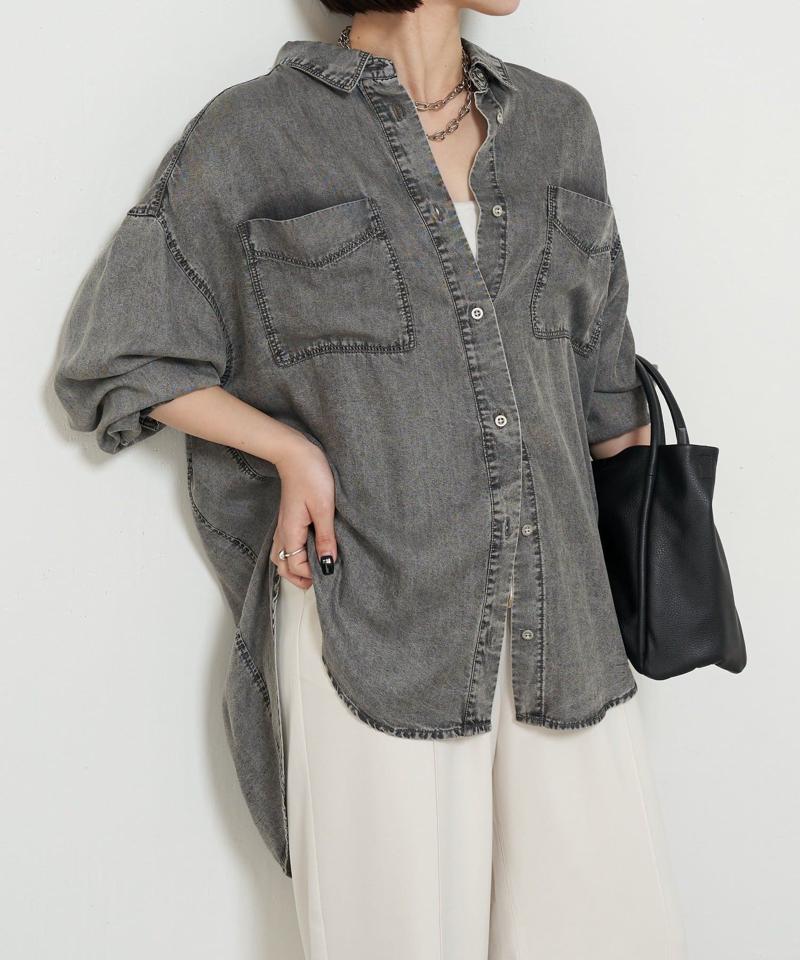 【2サイズ展開/オールシーズン着れる】テンセルデニムシャツ