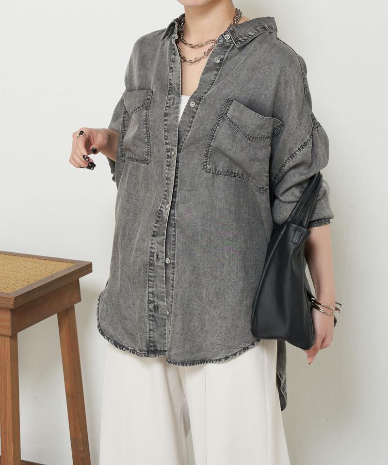 【2サイズ展開/オールシーズン着れる】テンセルデニムシャツ