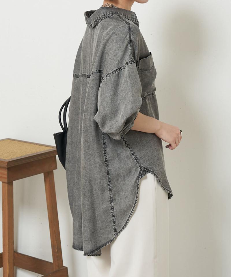 【2サイズ展開/オールシーズン着れる】テンセルデニムシャツ