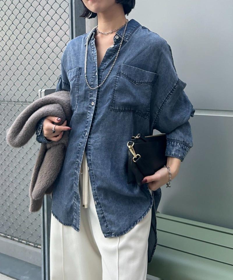 【2サイズ展開/オールシーズン着れる】テンセルデニムシャツ