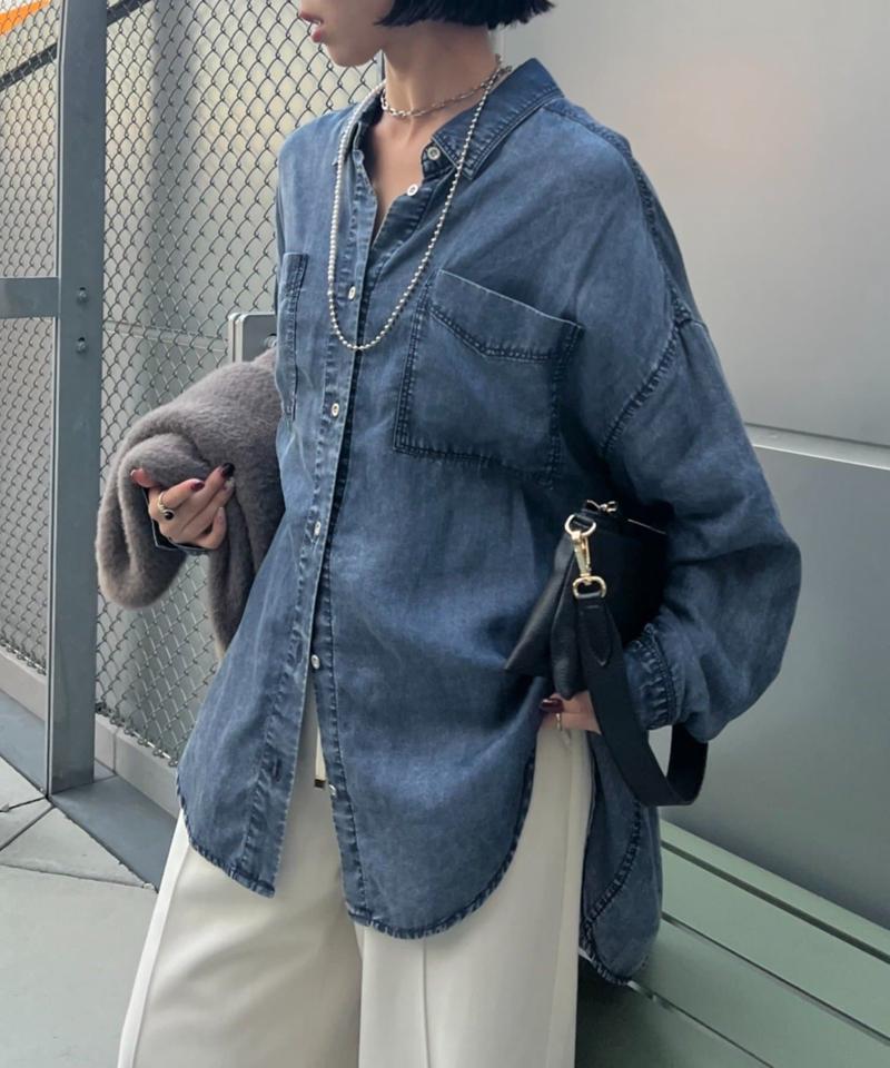 【2サイズ展開/オールシーズン着れる】テンセルデニムシャツ