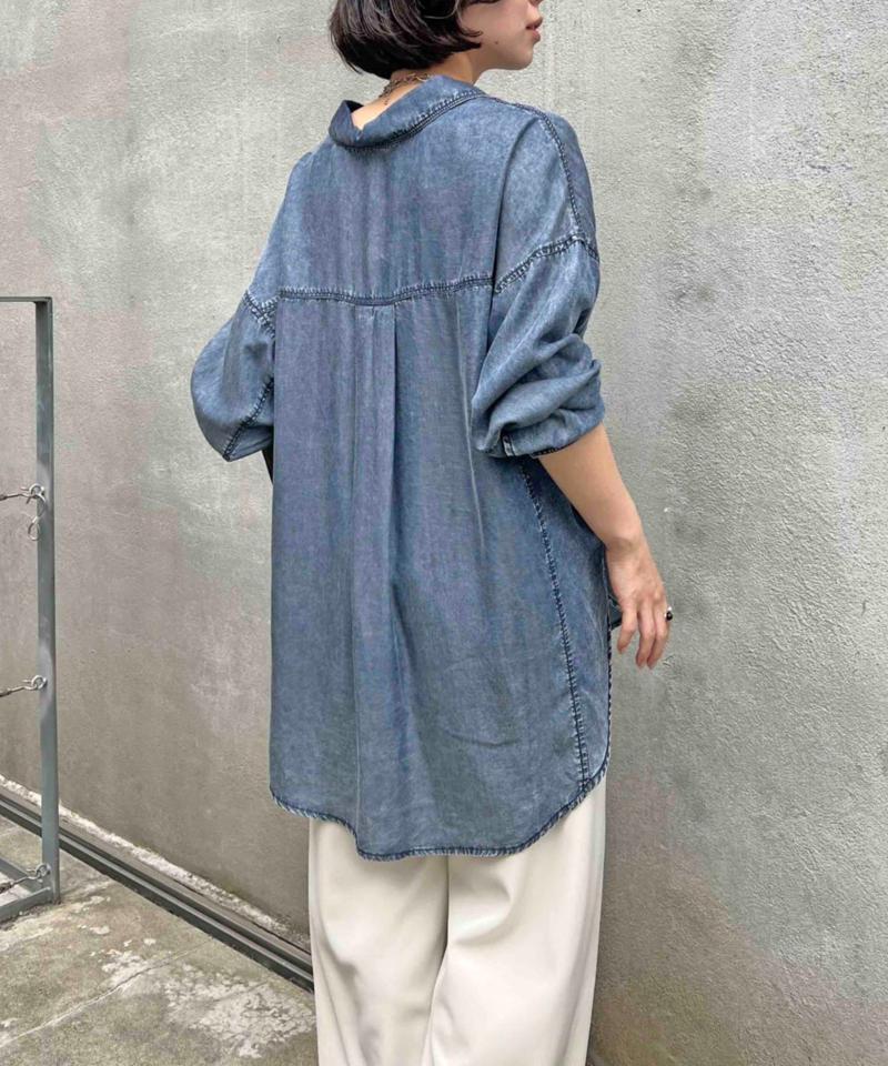 【2サイズ展開/オールシーズン着れる】テンセルデニムシャツ
