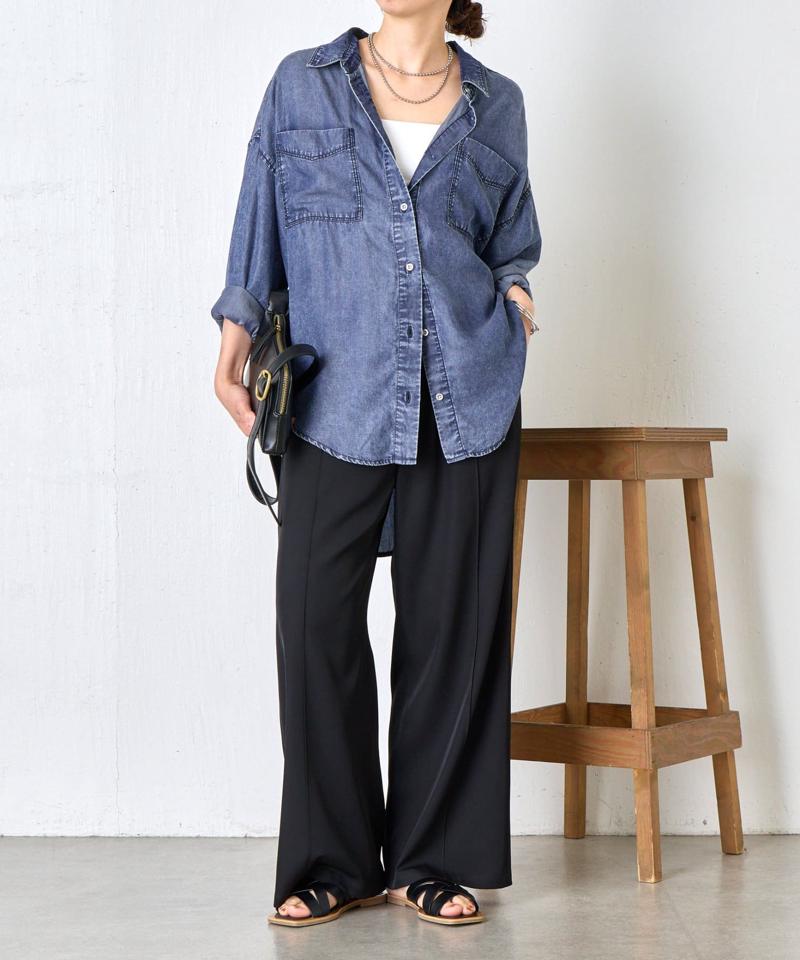 【2サイズ展開/オールシーズン着れる】テンセルデニムシャツ