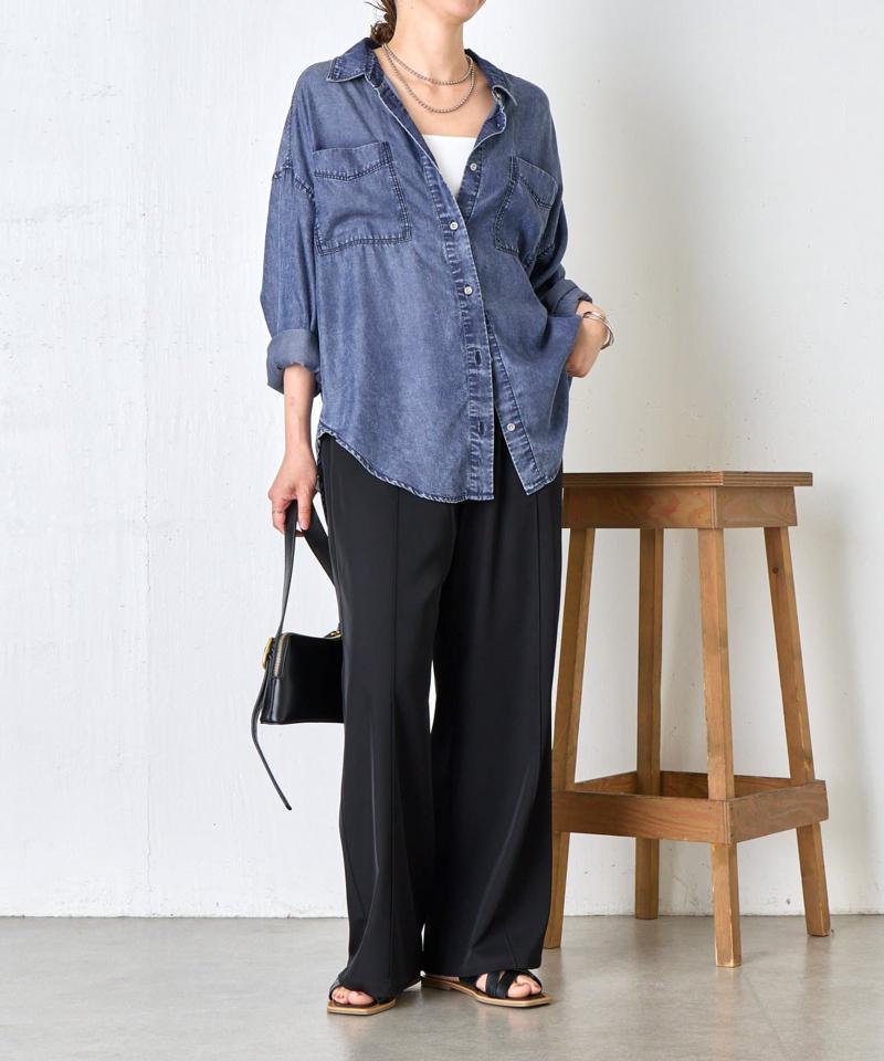 【2サイズ展開/オールシーズン着れる】テンセルデニムシャツ