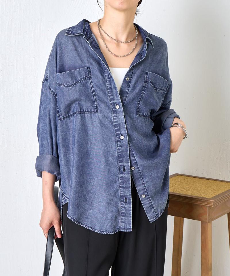 【2サイズ展開/オールシーズン着れる】テンセルデニムシャツ