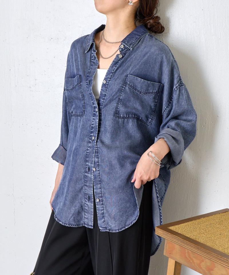 【2サイズ展開/オールシーズン着れる】テンセルデニムシャツ