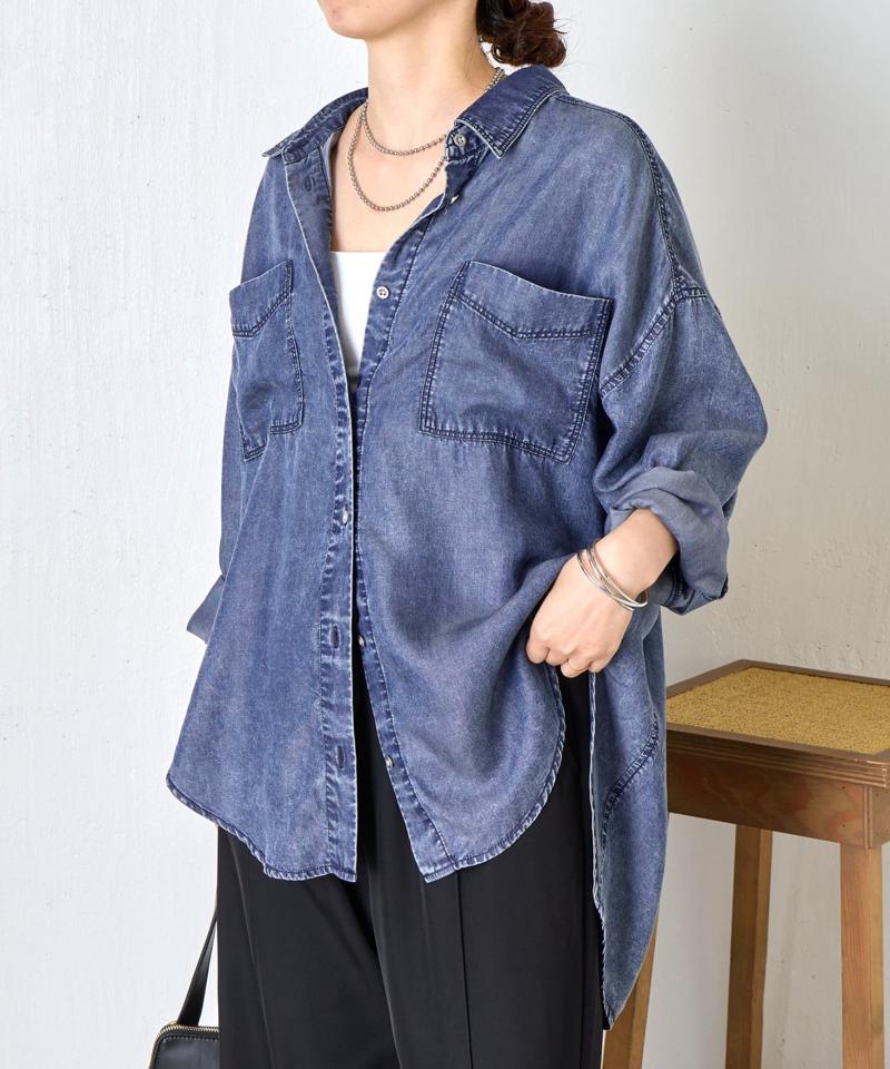 【2サイズ展開/オールシーズン着れる】テンセルデニムシャツ