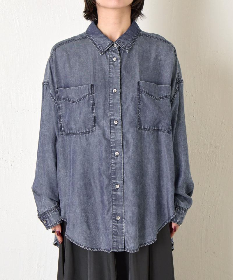 【2サイズ展開/オールシーズン着れる】テンセルデニムシャツ