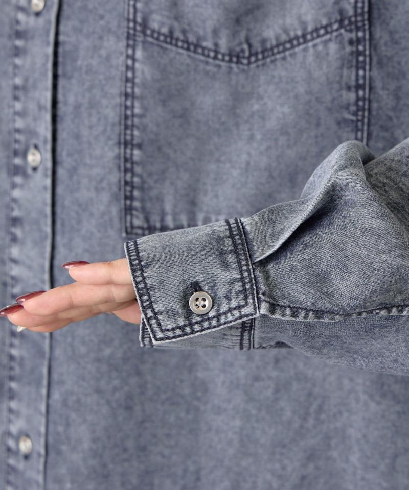 【2サイズ展開/オールシーズン着れる】テンセルデニムシャツ